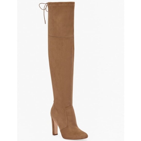 JustFab Jesyna Thigh High Taupe Brown Sueded Wide Calf Boot SZ 8 - Picture 3 of 7